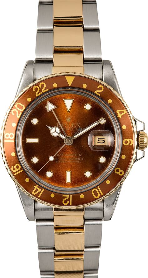 mens rolex gmt master rootbeer 40mm 16753|rolex gmt root beer.